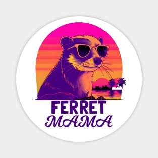 Synthwave Style Ferret Mama Magnet